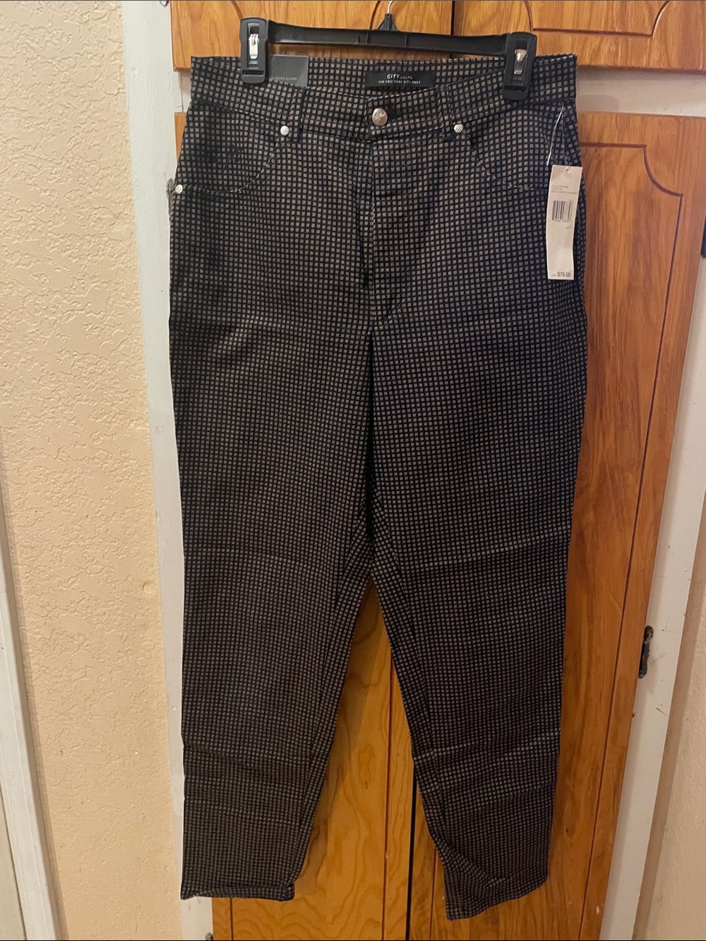 City Studio Black & White Micro-Check Straight Leg Pants